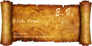 Eich Irma névjegykártya